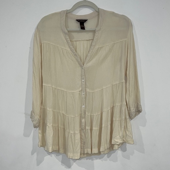 Bit & Bridle Women Ivory 3/4 Sleeve Bohemian Blouse Size M - Picture 2 of 14